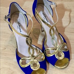 Blue and gold heels
